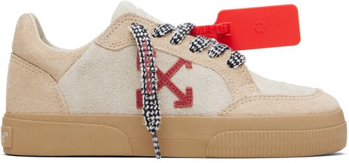 Beige Vulcanized Low Suede Sneakers