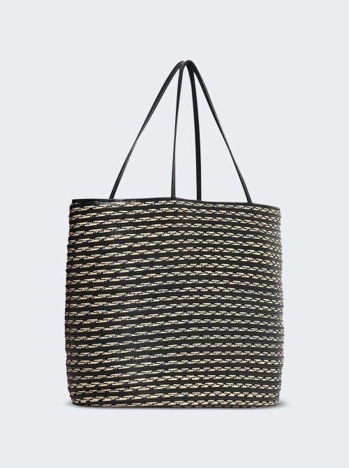 Beau Raffia Tote Black And Natural