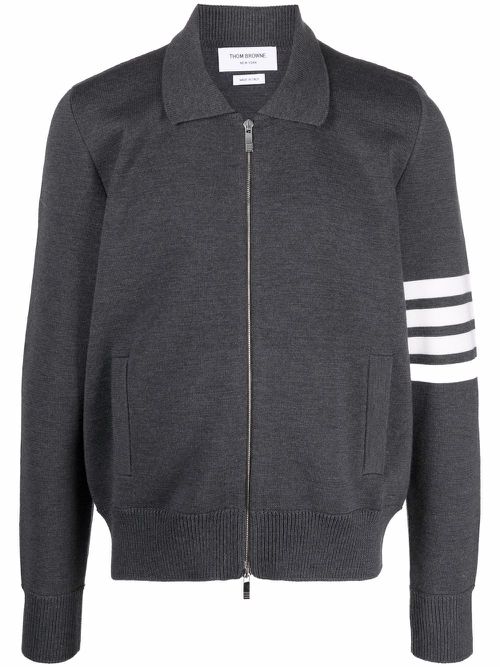 4-Bar stripe zip-up jumper - Grey