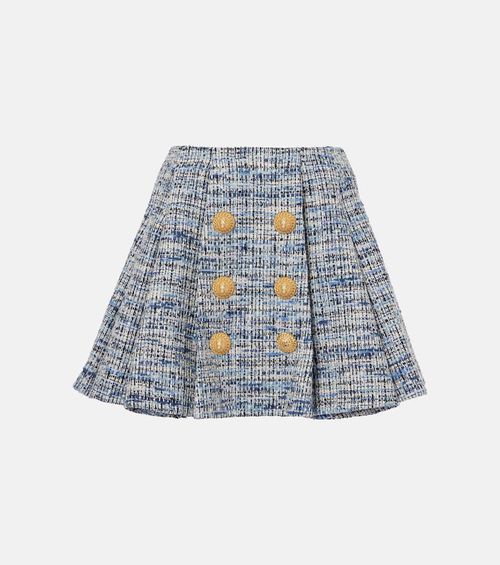Space-dyed cotton-blend miniskirt