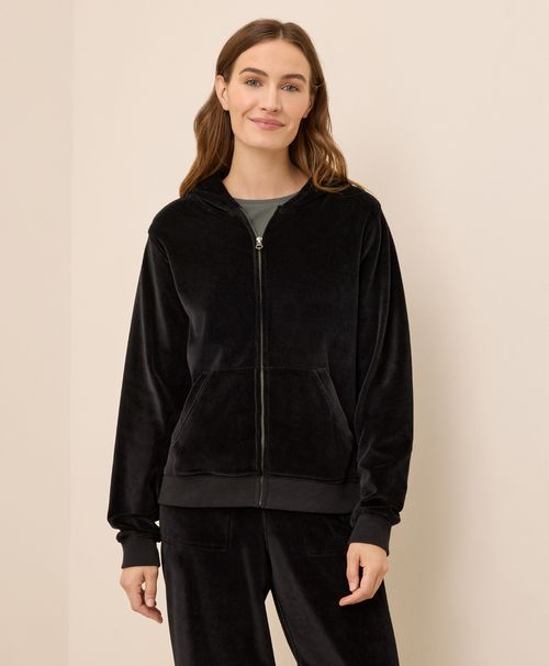 Women's Black Pure Velour Zip Hoodie