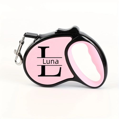 TEMU Custom Letter Name Retractable Dog Leash, [heavy-duty Nylon Strap][one-hand Quick Lock], Suitable For Small To Medium Dogs And Cat