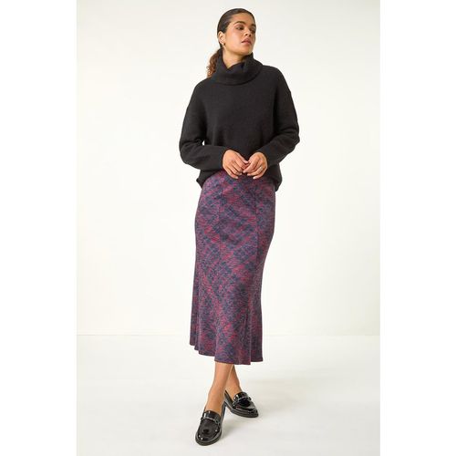 Roman Womens Checkered Panel Tulip Skirt - Red