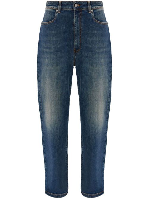 Stretch-cotton straight-leg jeans - Blue