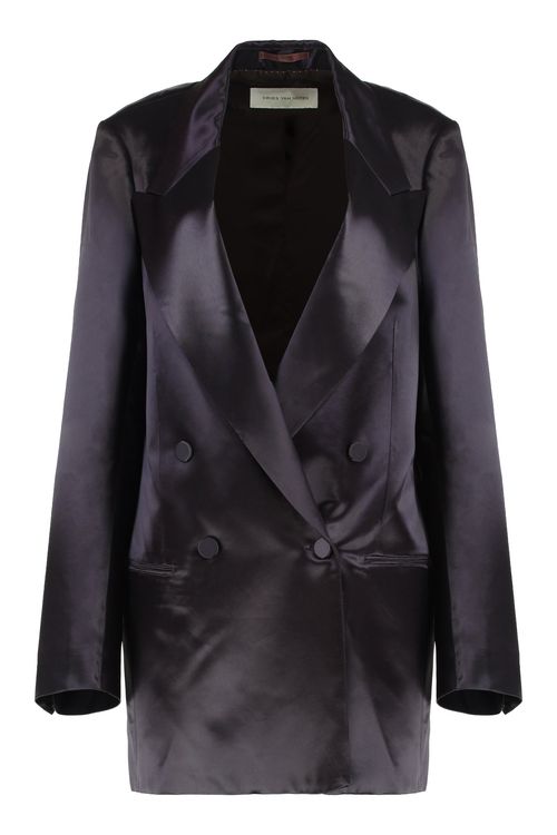 Satin Double-Breasted Tailored Jacket