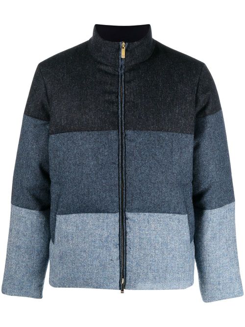 Colour-block panel padded jacket - Blue