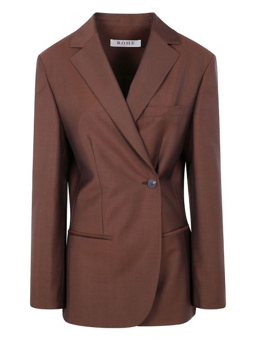 Dual Tone Piqué Overlap blazer - Brown