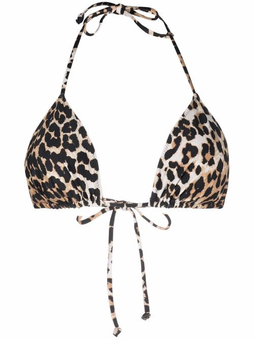 Leopard-print bikini top - Brown