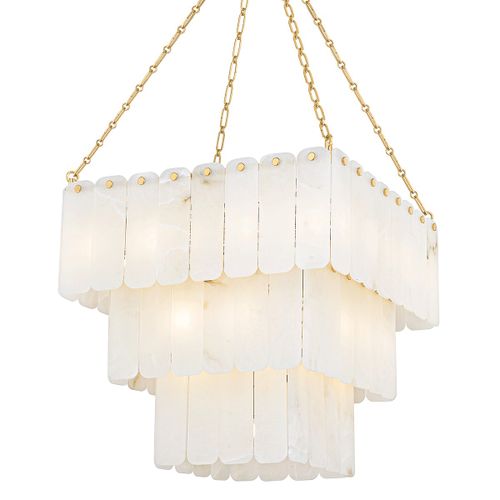 Aged Brass 33 Light Chandelier from the Moissanite Collection