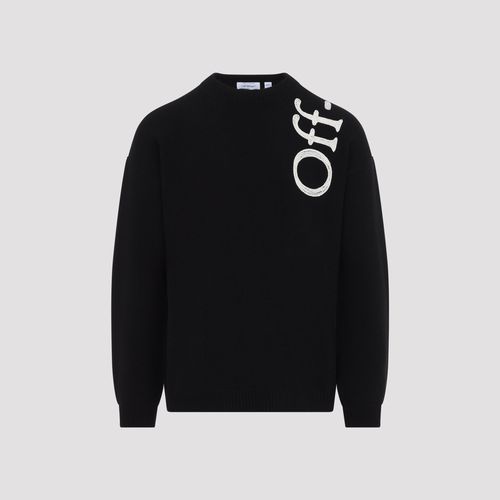 Vertical Bookish Wool Knit Crewneck Sweater for Men