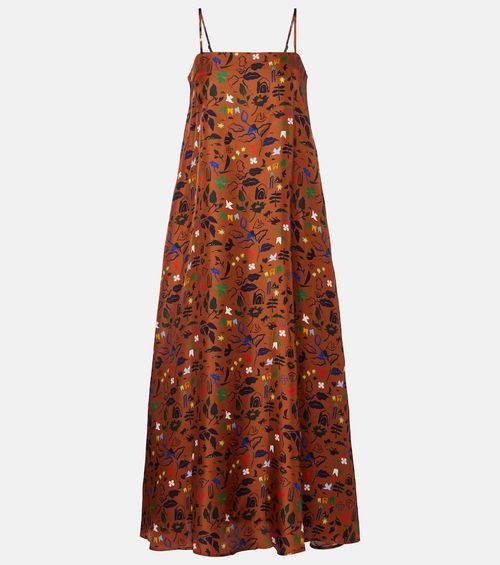 Melfi printed silk twill midi dress