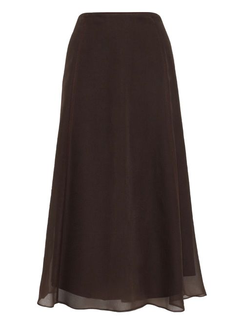 Silk midi skirt - Brown
