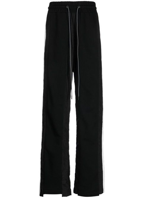 Stripe-detail cotton track trousers - Black