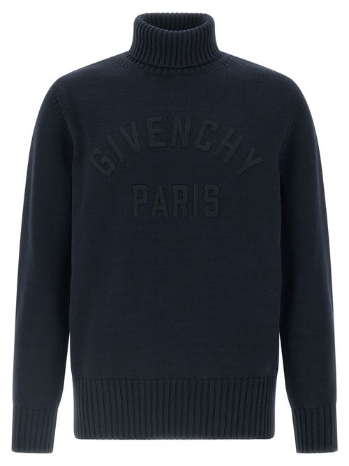 Tone-on-Tone Logo-Embroidered Cotton Sweater — Navy