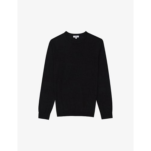 Mens Black Wessex Crewneck Merino-wool Jumper