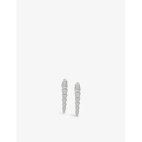 Womens White Gold Serpenti 18kt White-gold Earrings With Full Pavé Diamonds 