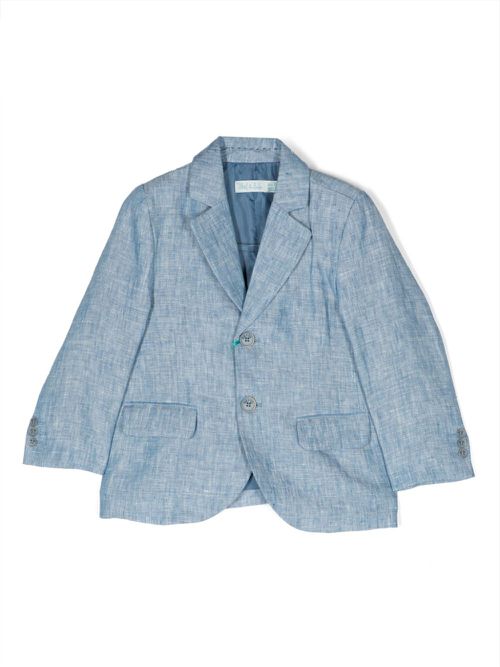 Single-breasted linen blazer - Blue