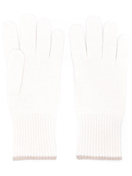 Contrasting-trim cashmere gloves - White