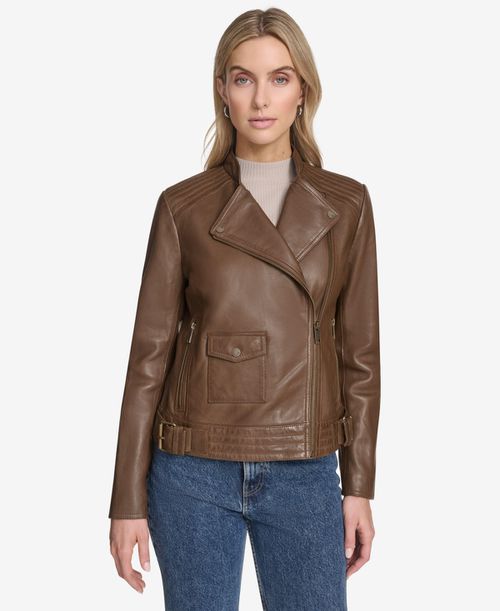 Women's Frankie Moto Leather Jacket - Oak