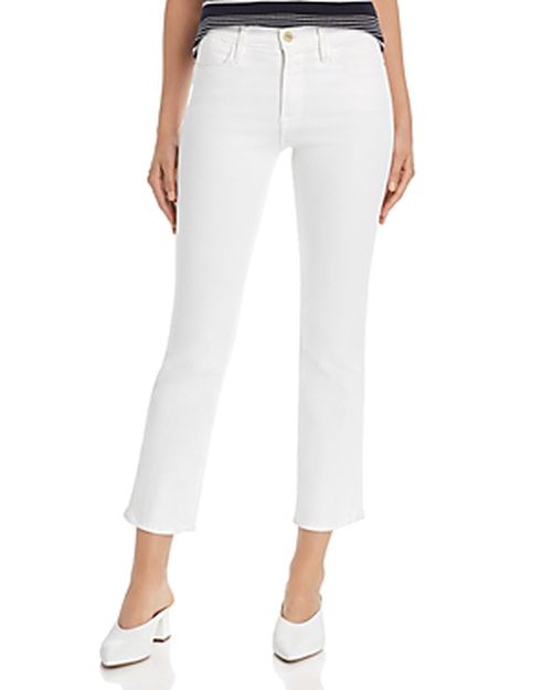 Le High Ankle Straight-Leg Jeans in Blanc