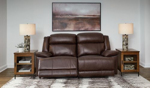 VonKurt Power Leather Reclining Modular Loveseat, Dark Brown