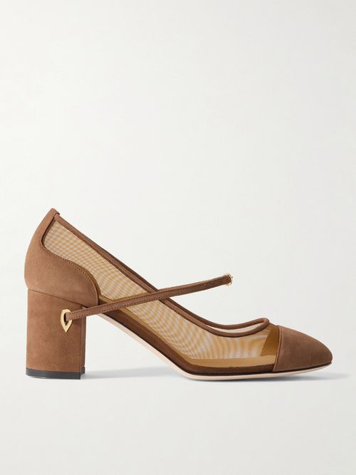 Paolo 65 Mesh And Suede Pumps - Brown
