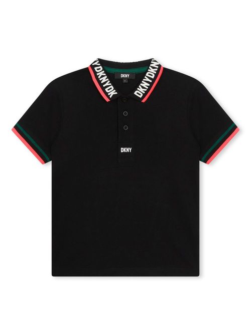 Logo-print contrast-border polo shirt - Black