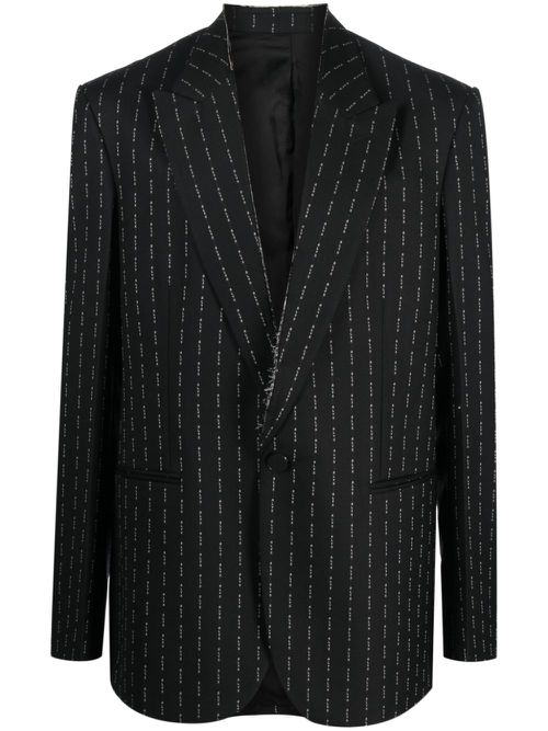 Embroidered wool-cashmere blazer - Black