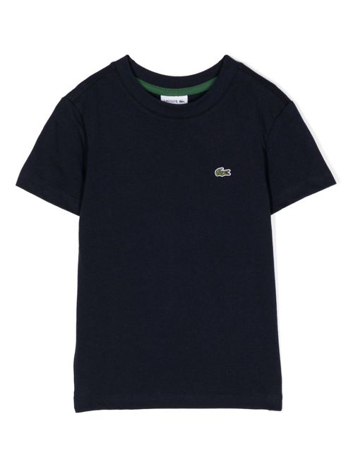 Logo-patch cotton T-shirt - Blue