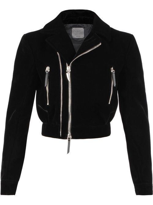 Amelia cropped velvet jacket - Black