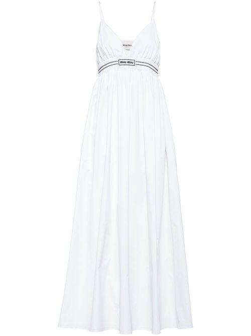 Embroidered-logo cotton maxi dress - White