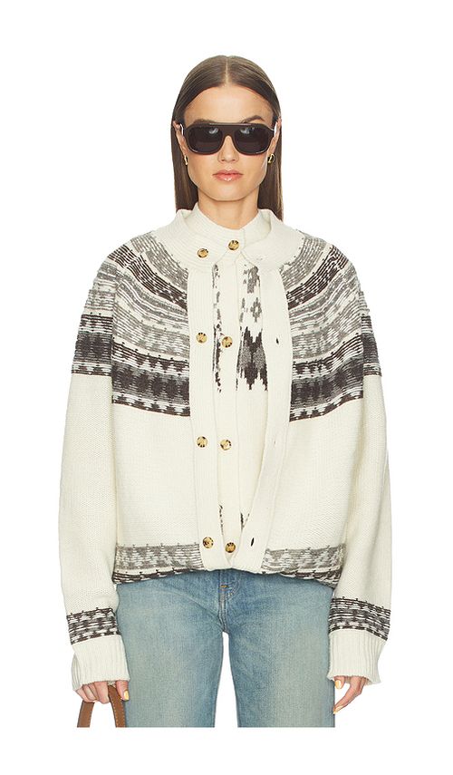 Monse Fold-Up Fair Isle Cardigan in Ivory Multi. M also in