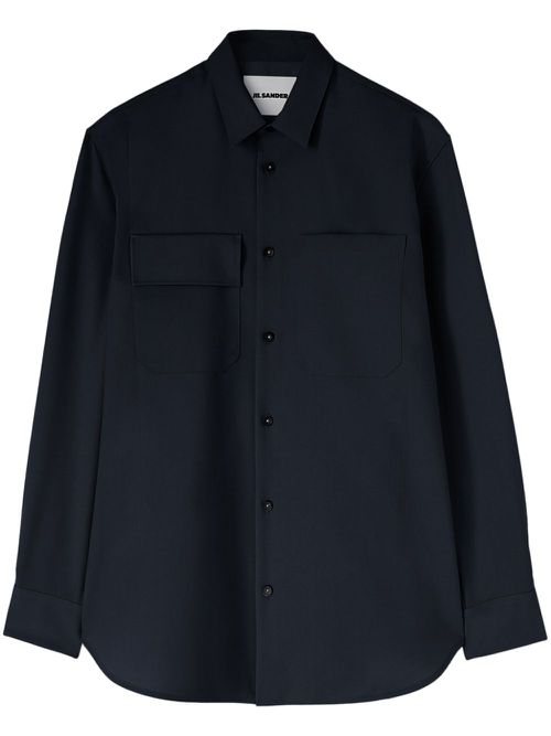 Long-sleeved wool shirt - Blue