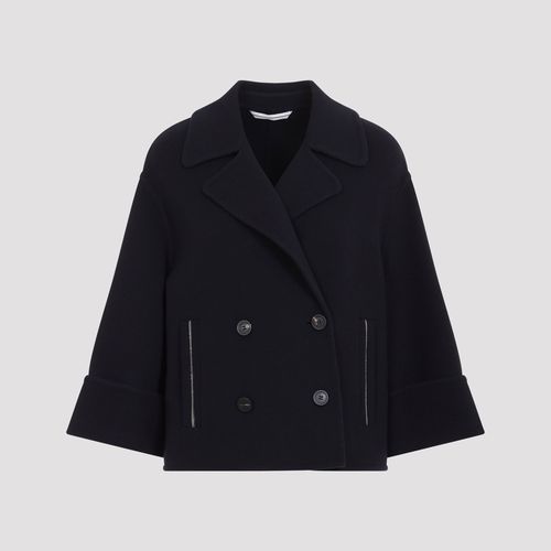 Double-Breasted Wool Shortcoat with Cashmere Blend