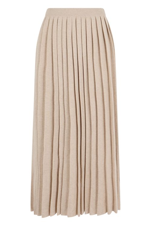 Long Pleated Wool-Silk-Cashmere Skirt