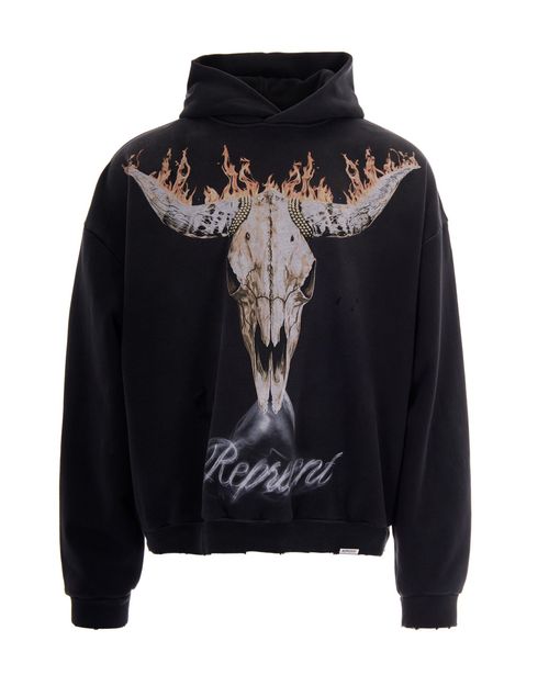 Black Graphic Hood Sweatshirt
