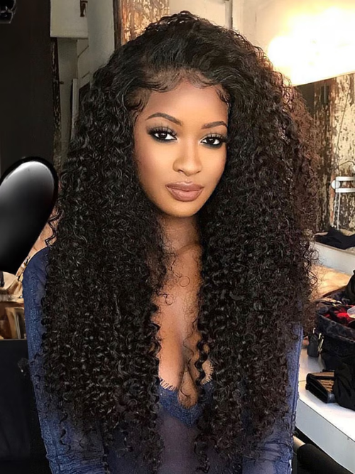 [$109=24"] 13x4 Pre-Everything Lace Frontal 180% Density With Bleached Invisible Knots & 4x0.75 Lace Wig Kinky Curly Wig