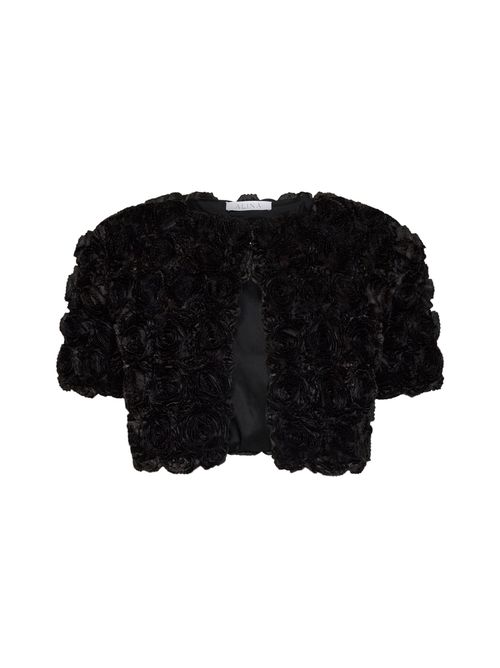 3D Taffeta Rose Jacket — Black