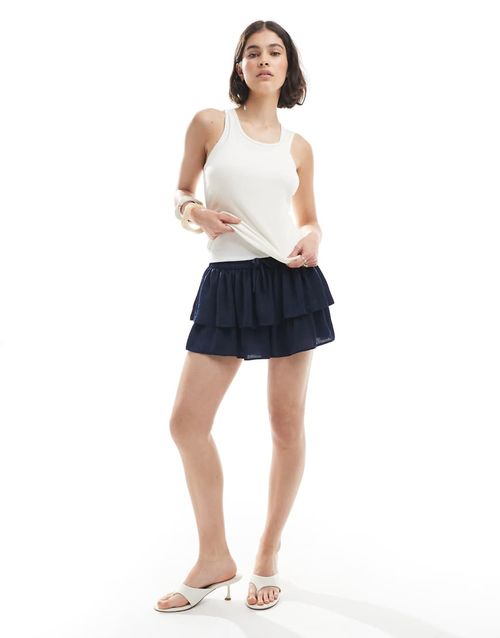Miss Selfridge tiered skort in navy