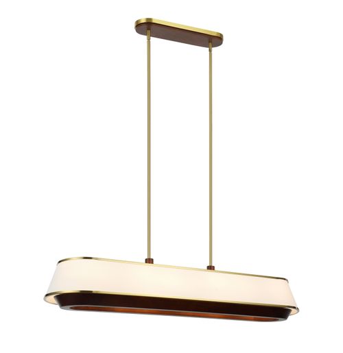 Satin Brass Medium Walnut Linear Pendant from the Desert Flyer Collection