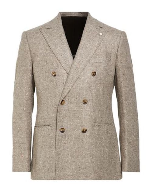 Man Blazer Taupe Size 40 Virgin Wool, Silk
