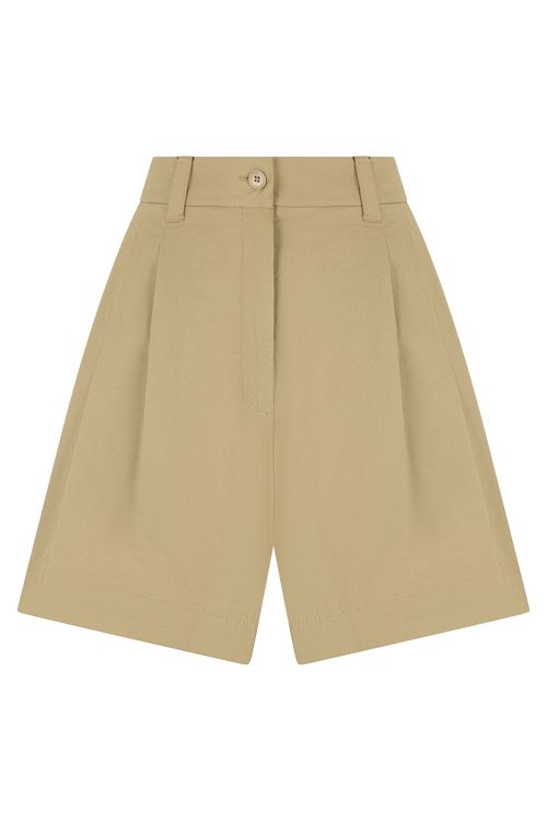 Lightweight Cotton Bermuda with Pleated Front
