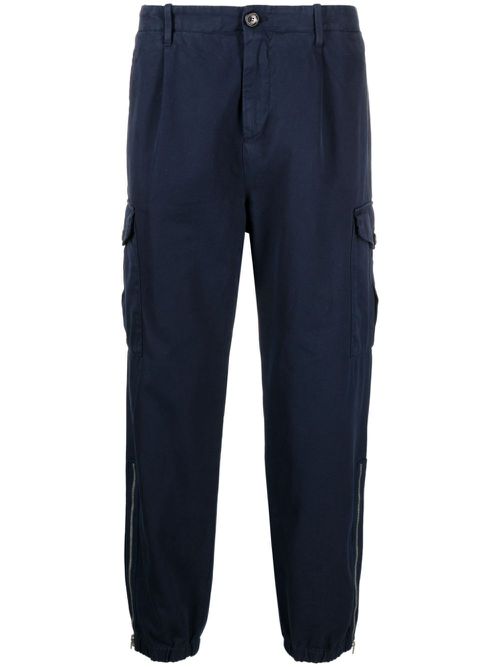 Straight-leg cotton cargo trousers - Blue