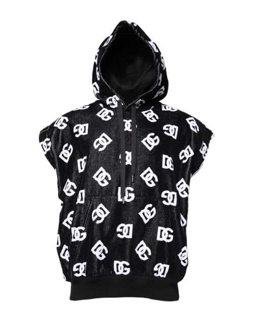Logo-Print Cotton Hoodie — Black
