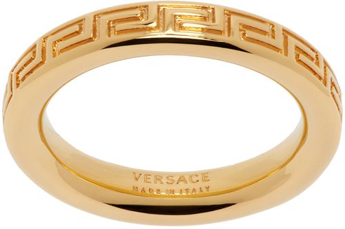 Versace Gold Engraved Greek Key Ring