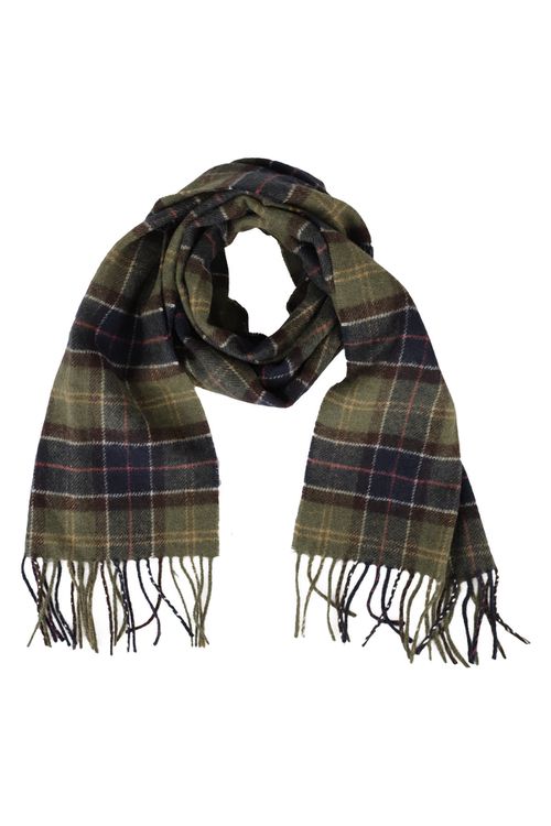 Tartan-print knitted scarf