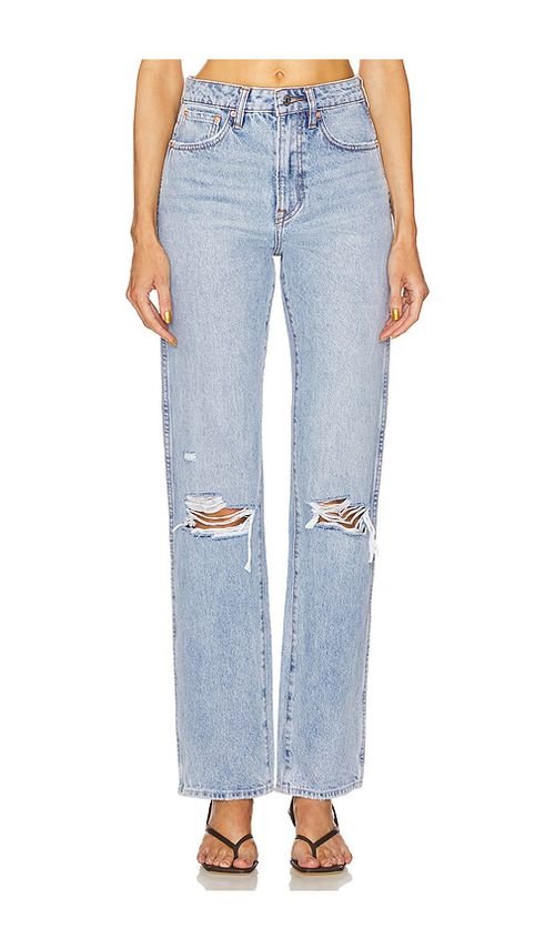 GRLFRND Sara Super High Rise Slim Straight Jeans in Red Rock - Denim-Light. 23 also