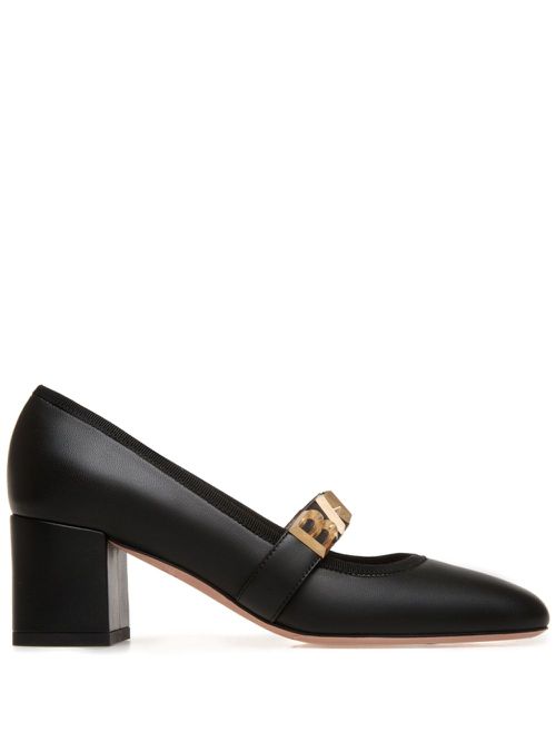 50mm logo-plaque leather pumps - Black