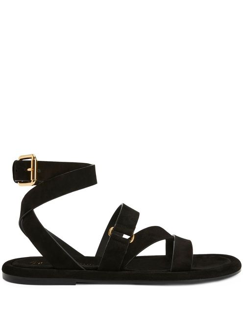 Aymon buckled suede sandals - Black