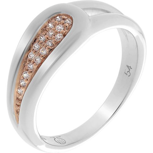 Orphelia WoMens 925 Sterling Silver Ring - Silver/Rose ZR-7228 - Silver & Rose Gold - Size N